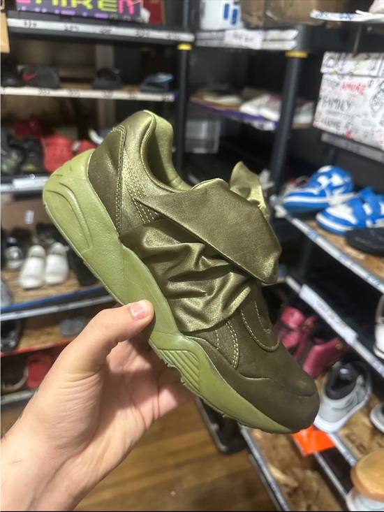 Fenty Beauty Other - Fenty Beauty Olive Green Slip-On Ruffle Sneakers